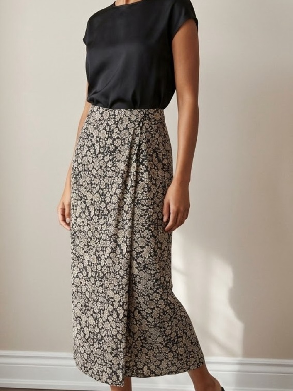 Jones New York Silk Floral Wrap Skirt